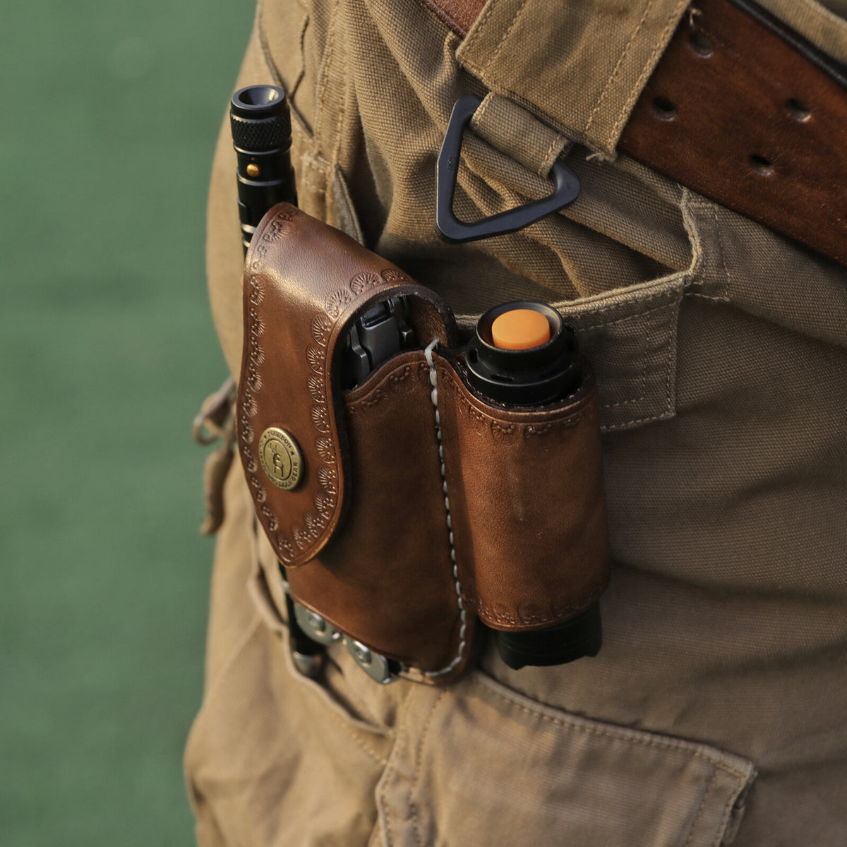 Leather EDC Organizer Sheath for Multitools, Flashlights & Pens