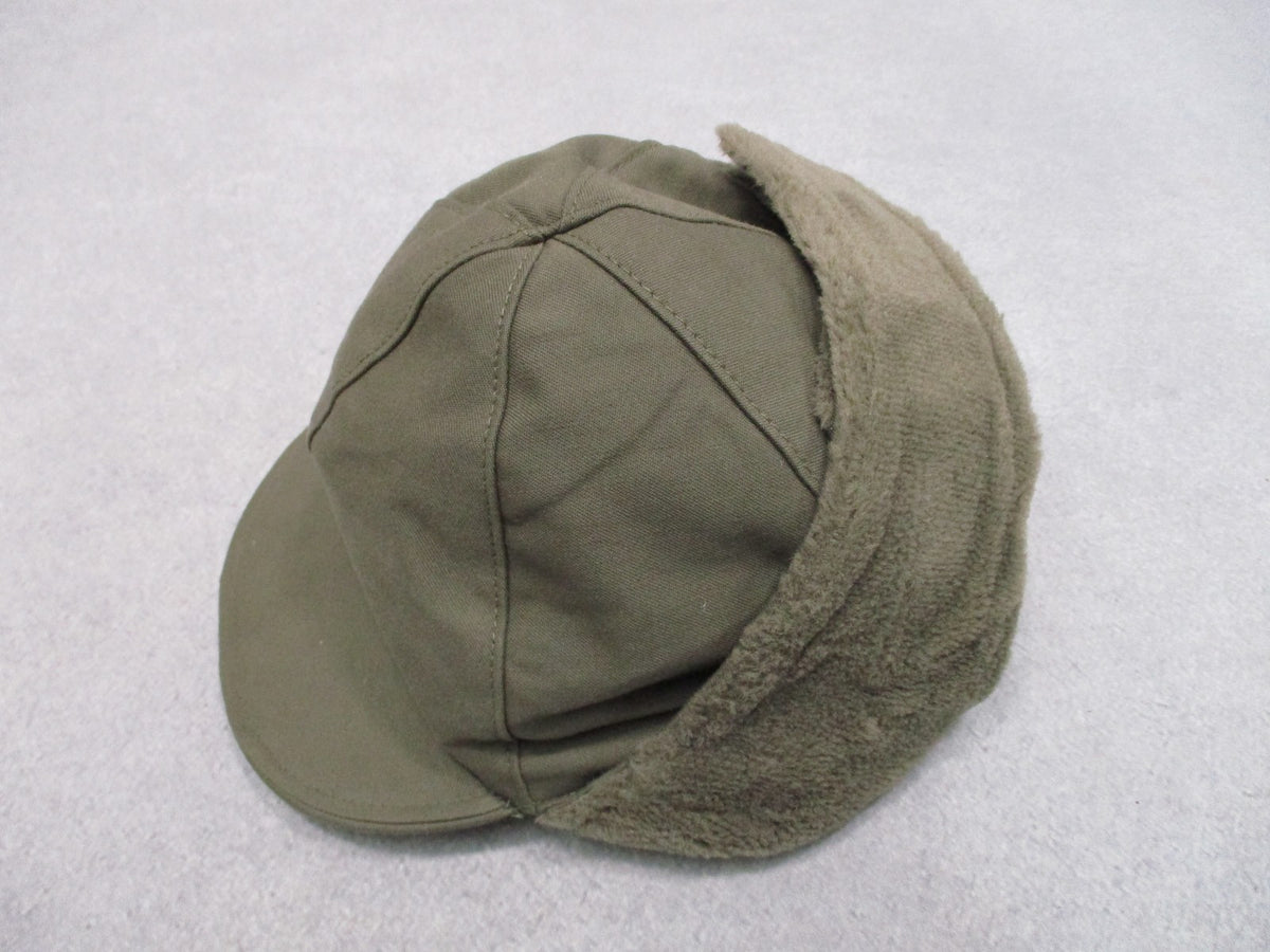 Military Winter Cap with Ear Flaps - Olive Green, Size 55