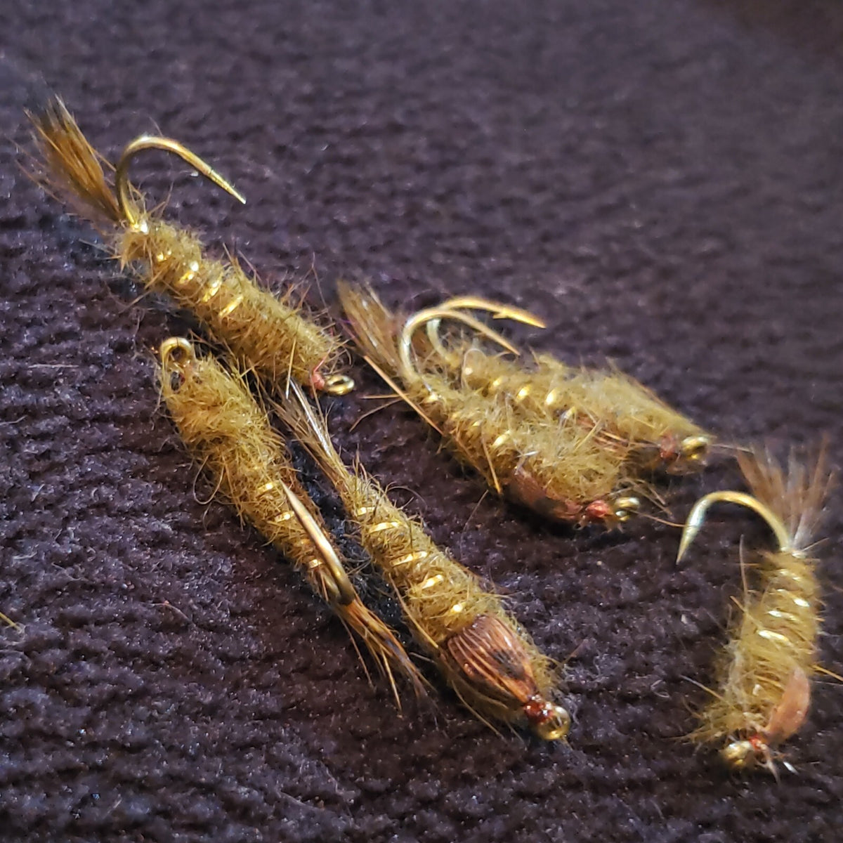 Fly Fishing Nymph Flies Olive Hare's Ear Custom Tied Size 10 - Frontier Fly Company