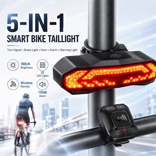 USB Rechargeable Bike Tail Light with Turn Signals Waterproof LED Cycling Safety Lamp