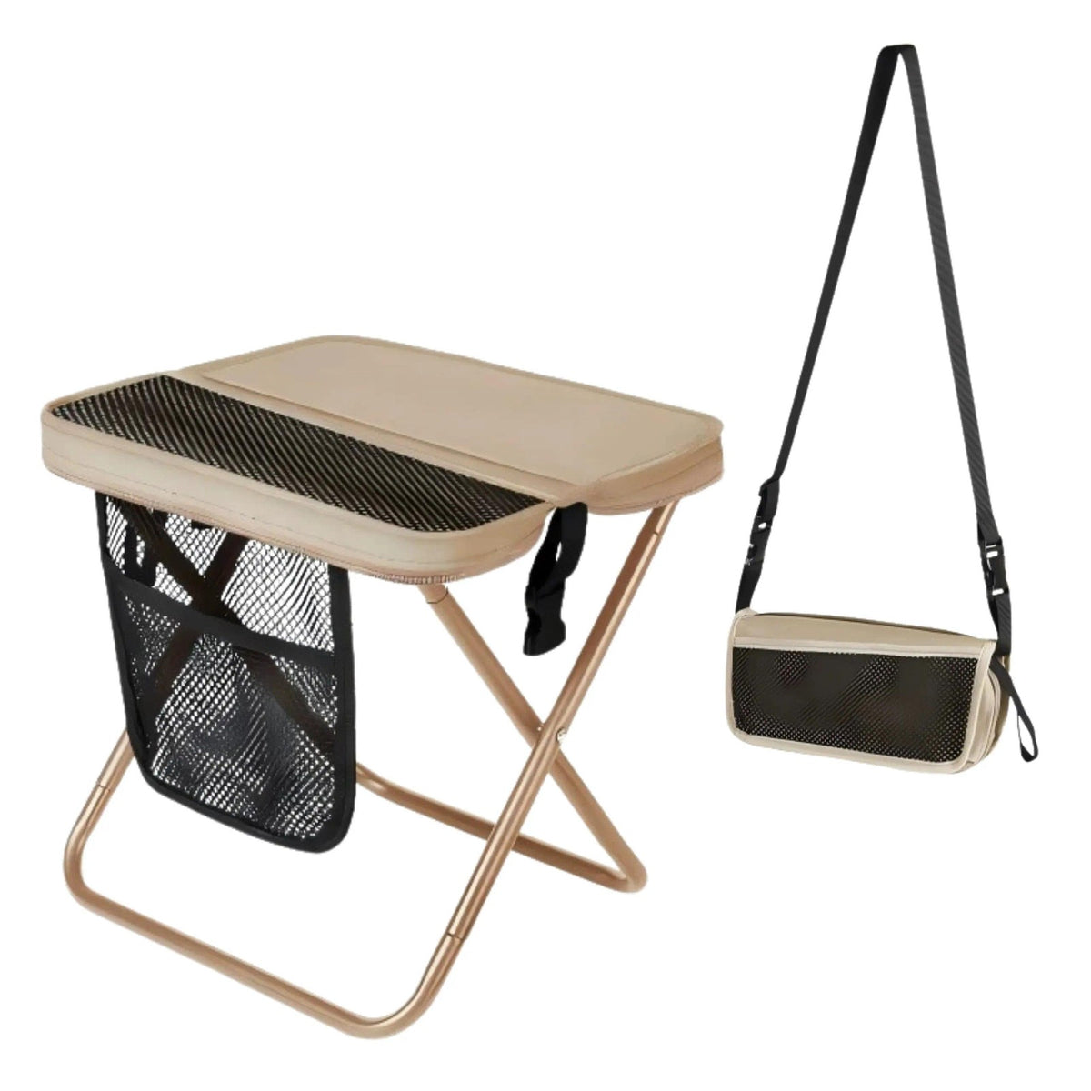 Portable Folding Camping Stool with Side Pocket - Lightweight Travel Chair