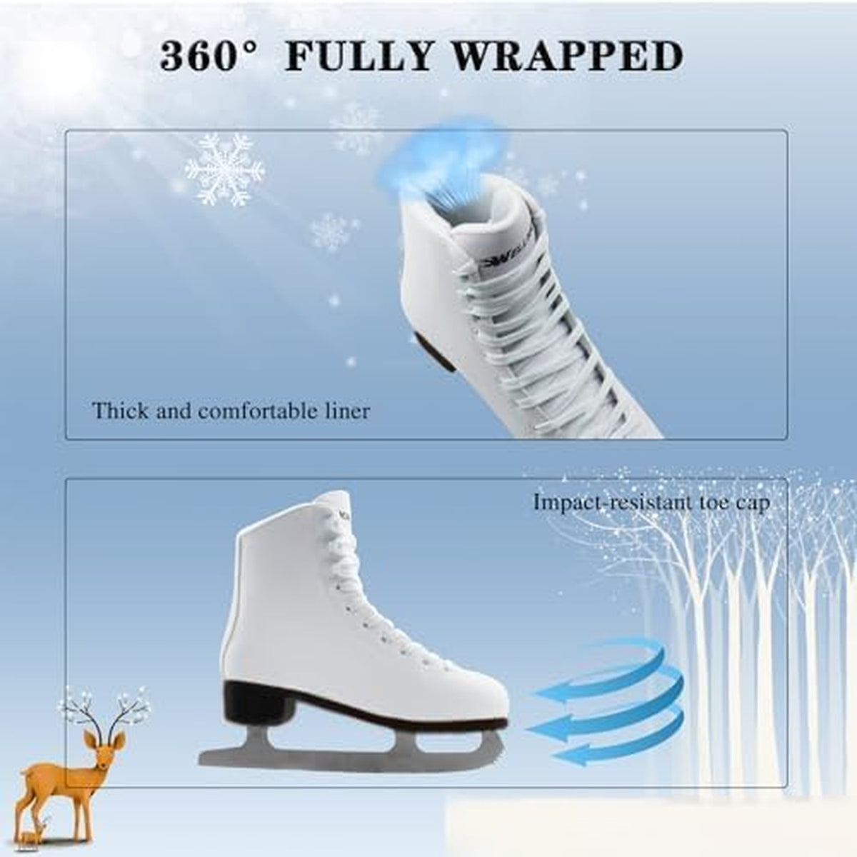 Unisex Figure Ice Skates for Women and Men, Recreational Skating Shoes with Stainless Steel Blades