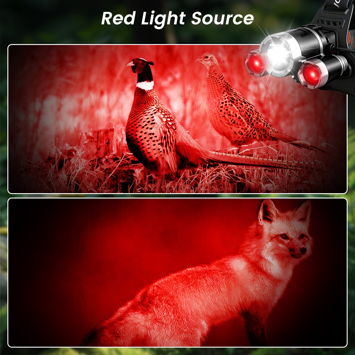 Rechargeable LED Headlamp with 4 Modes for Hunting Night Vision