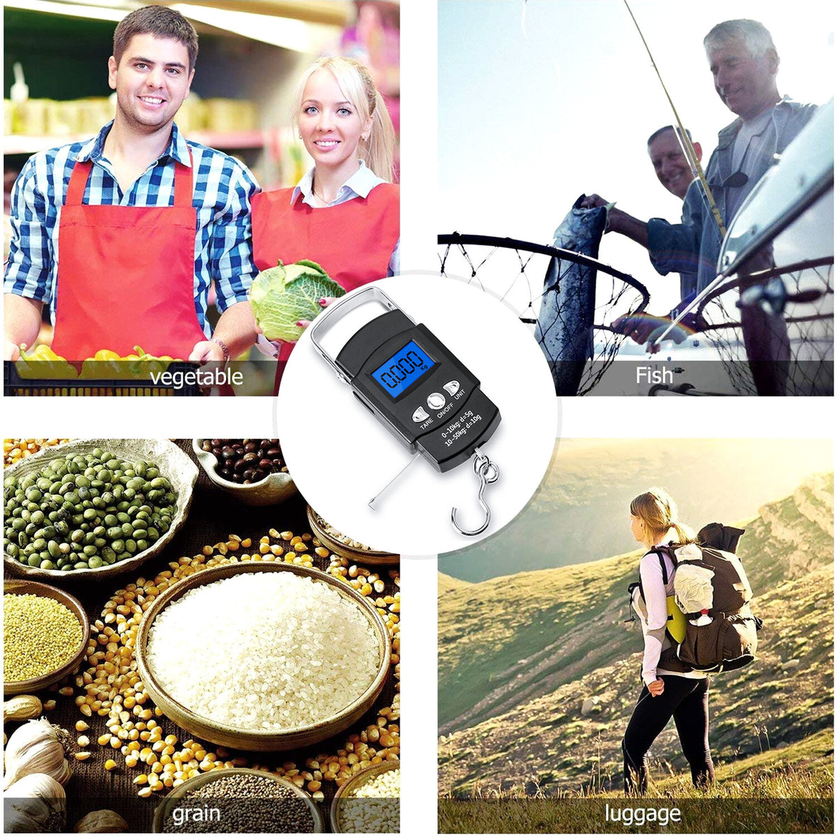 Digital Fishing Scale 50kg Portable Luggage Weight with LCD Display