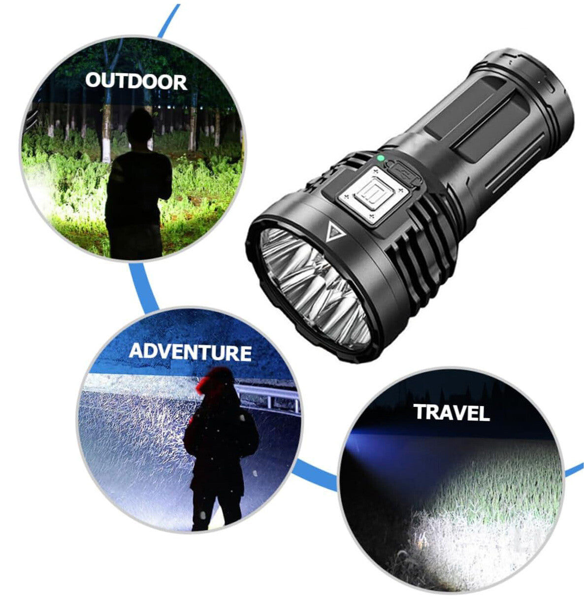 High Power Rechargeable LED Flashlight 12000000LM Tactical Torch USB