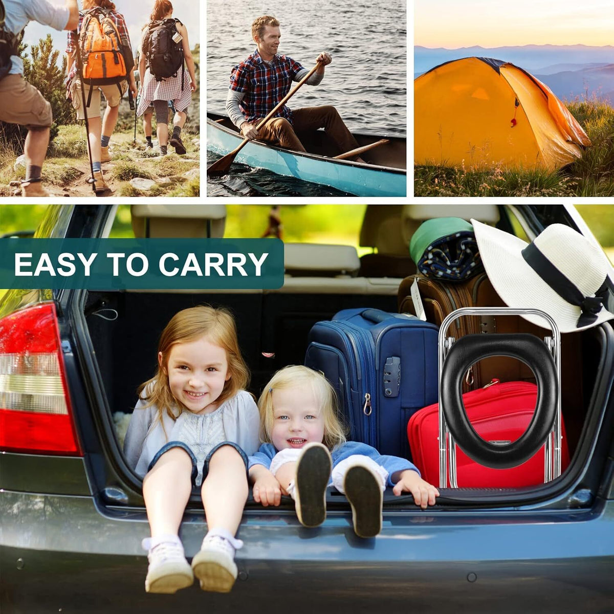 Portable Camping Toilet with 300LBS Capacity, Foldable Travel Toilet