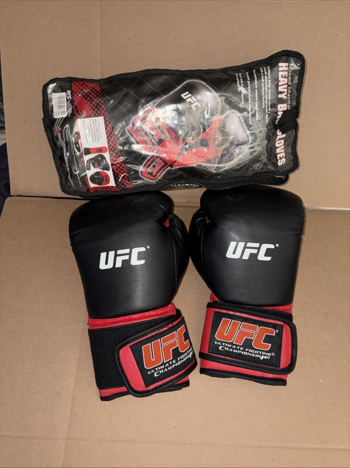 12oz MMA Heavy Bag Gloves for Martial Arts Training - Black and Red