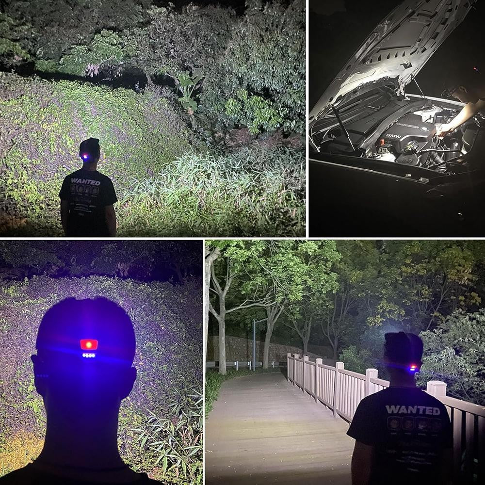 9900000LM Rechargeable LED Headlamp with Red White Light Modes, Waterproof, Adjustable