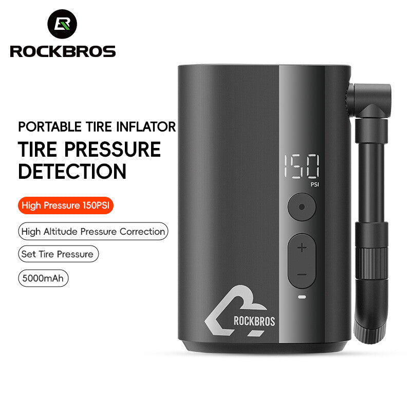 Portable Electric Bike Tire Pump 150PSI Mini Inflator with 5000mAh Battery