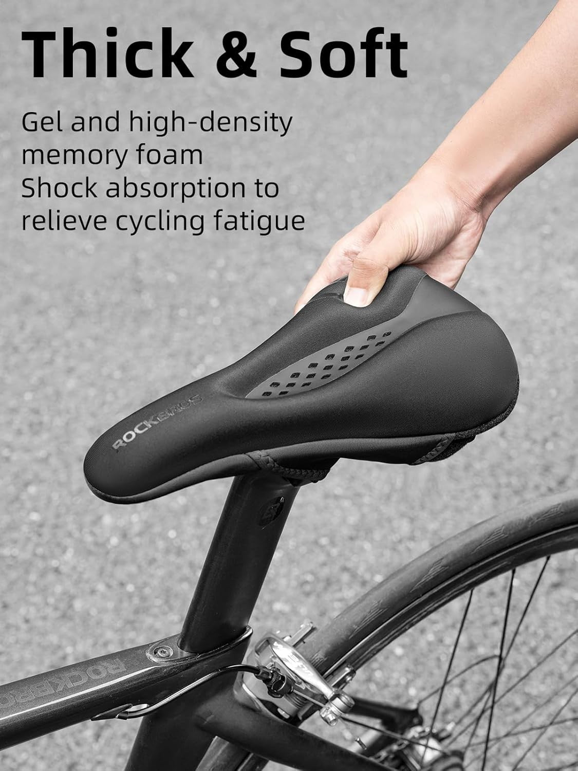 Bike Seat Cover Gel Padded Cushion for Comfortable Cycling - Black