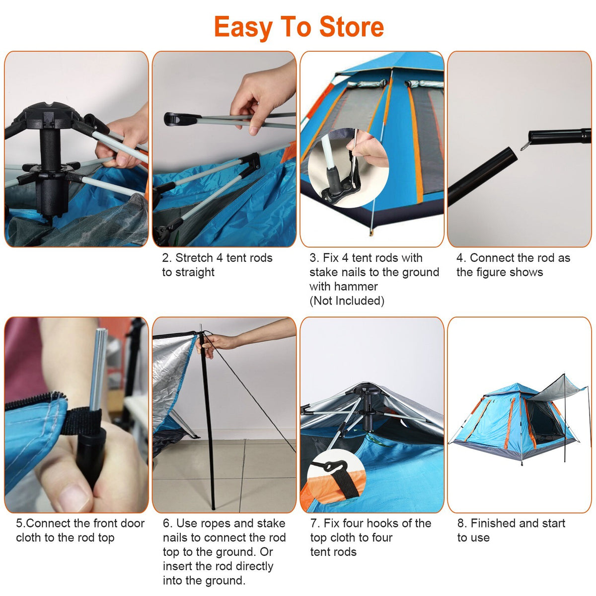 4-5 Person Waterproof Camping Tent with Mosquito Nets & Windows for Hiking