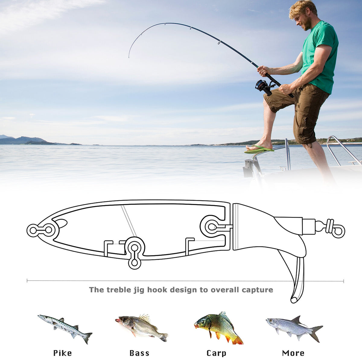 30PCS Artificial Fishing Lures Set with Treble Hooks for Bass & Freshwater