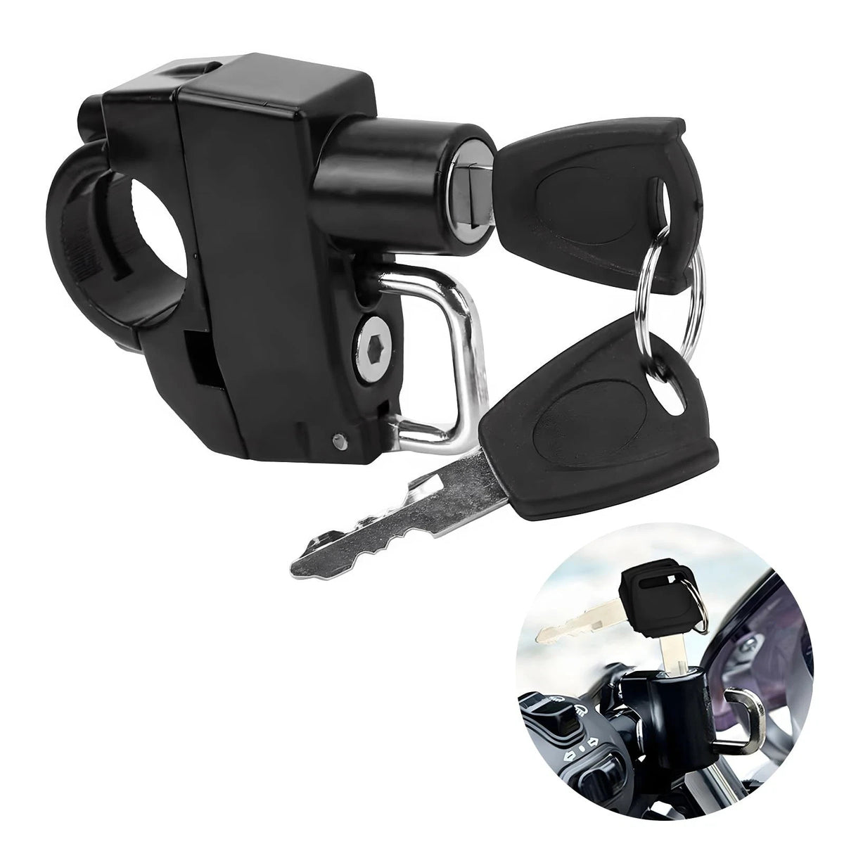 Aluminum Alloy Motorcycle Helmet Lock with 2 Keys - Anti-Theft Security