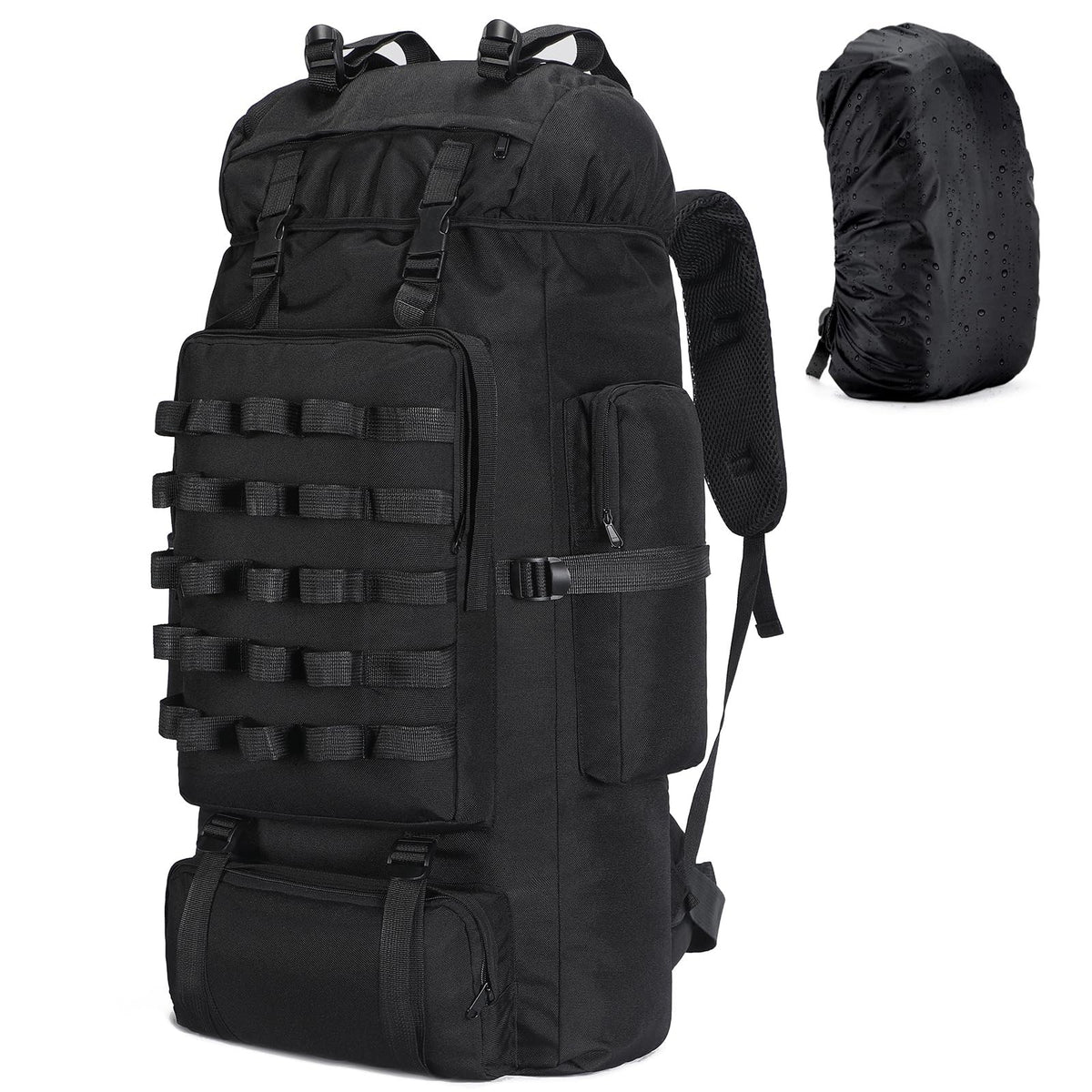 70L Waterproof Hiking Backpack with Rain Cover for Camping & Travel