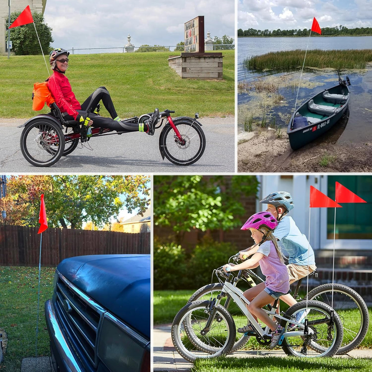 6Ft Bicycle Safety Flag with Fiberglass Pole - High Visibility Bike Trailer Flag