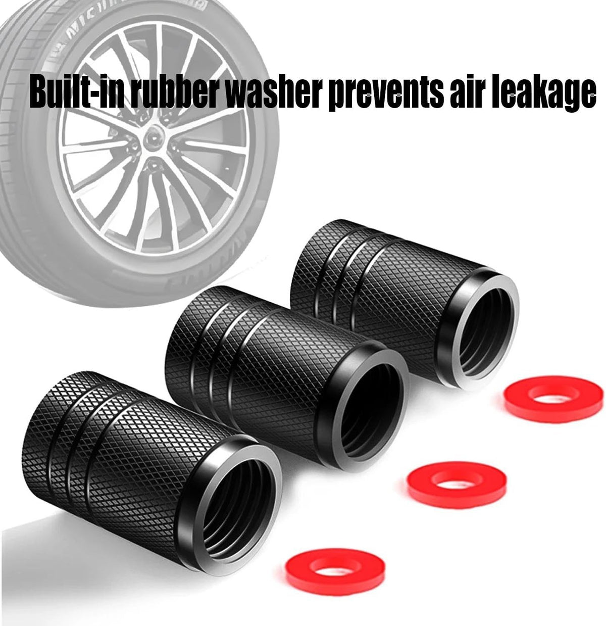 American Flag Tire Valve Stem Caps - Aluminum USA Flag Covers for Cars & Bikes - Pack of 12