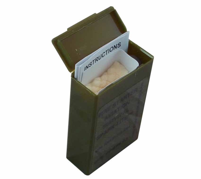 Military Fire Starter Kit with Tinder-Quik Tabs - Olive Drab Survival Tool