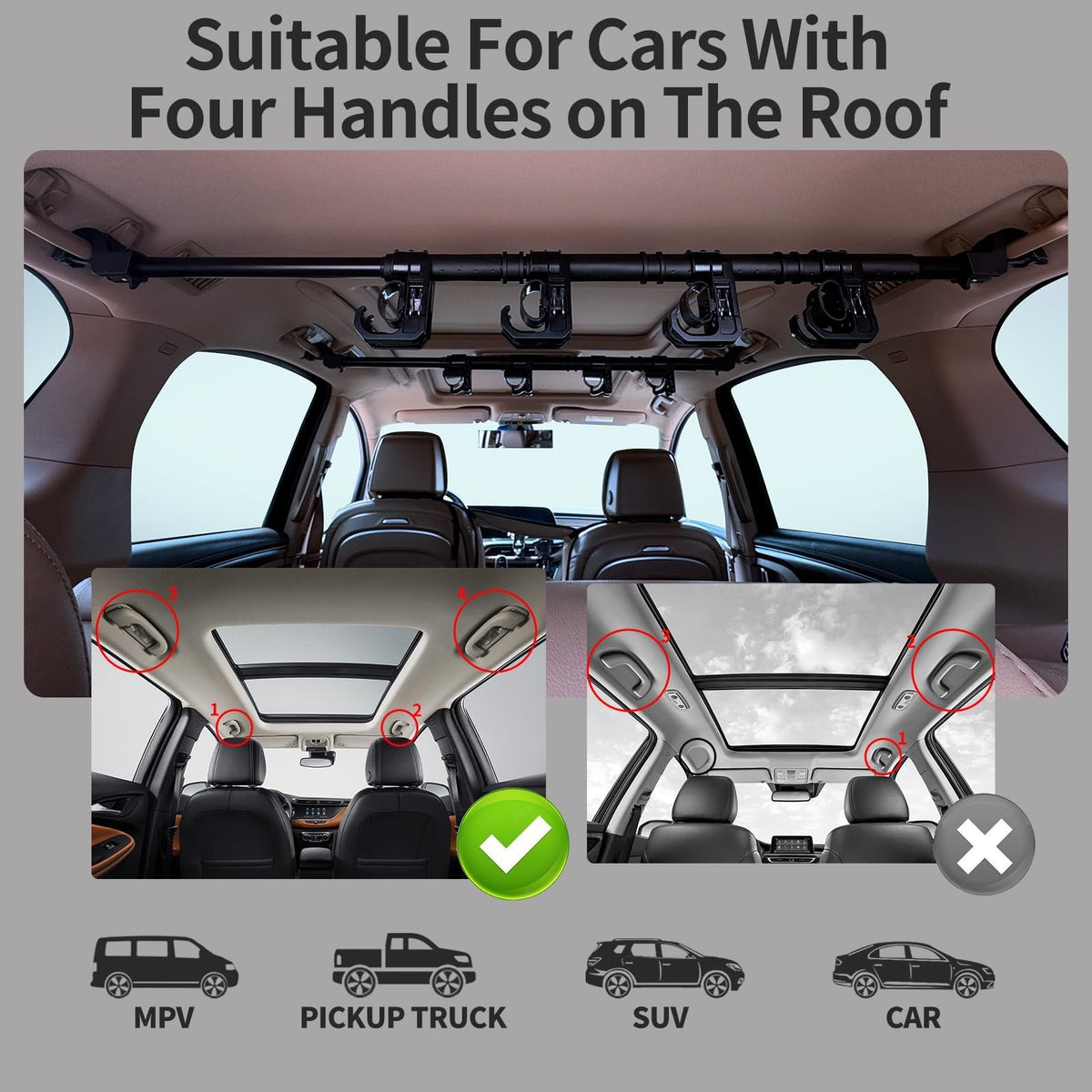 Heavy Duty Car Fishing Rod Holder Adjustable 35-57 Inch for SUV Van Truck