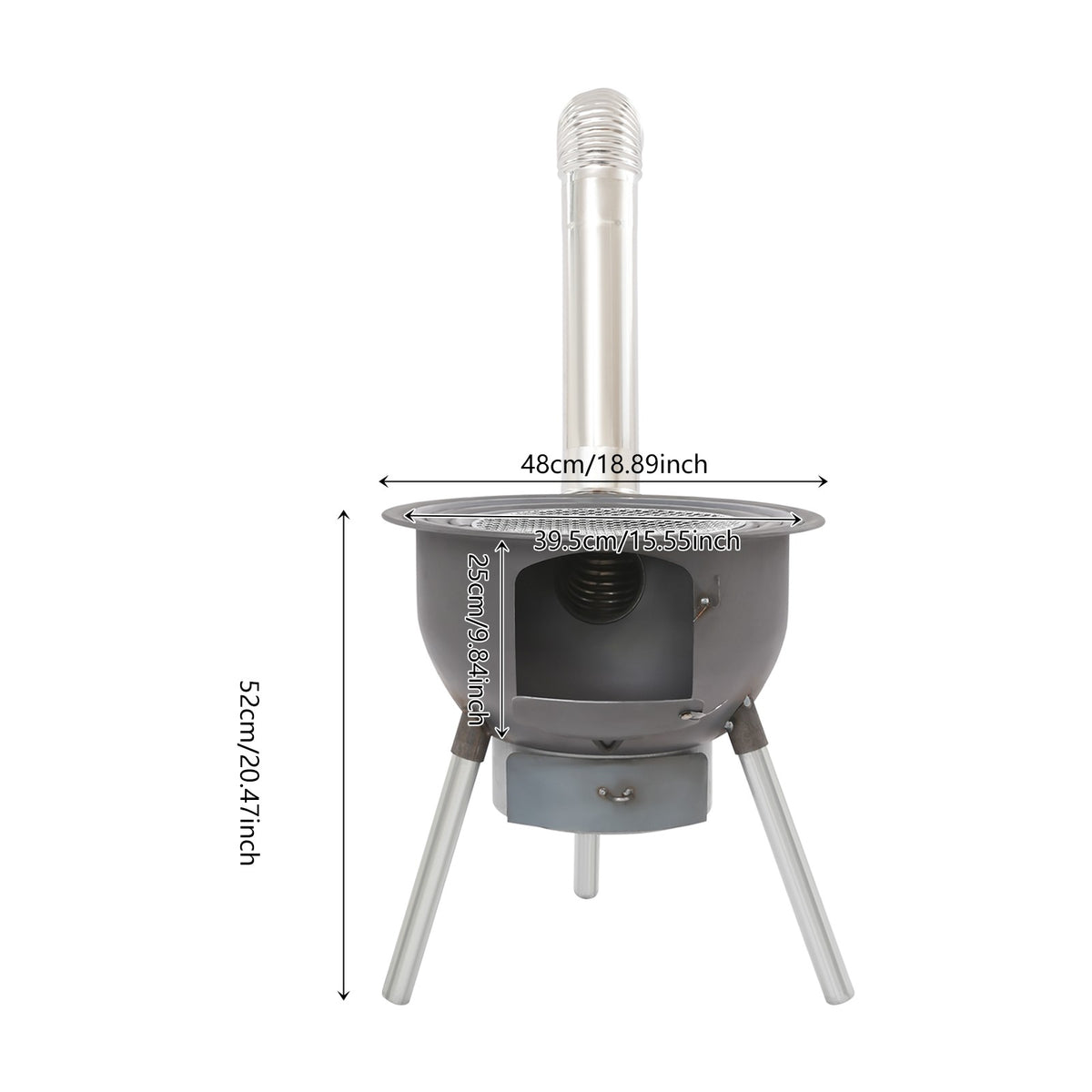Portable Camping Wood Stove with Chimney & BBQ Grill - Durable Steel