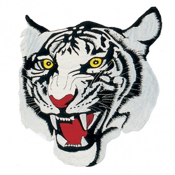 Martial Arts Patch White Tiger Embroidered Sew-On Badge - Multiple Sizes