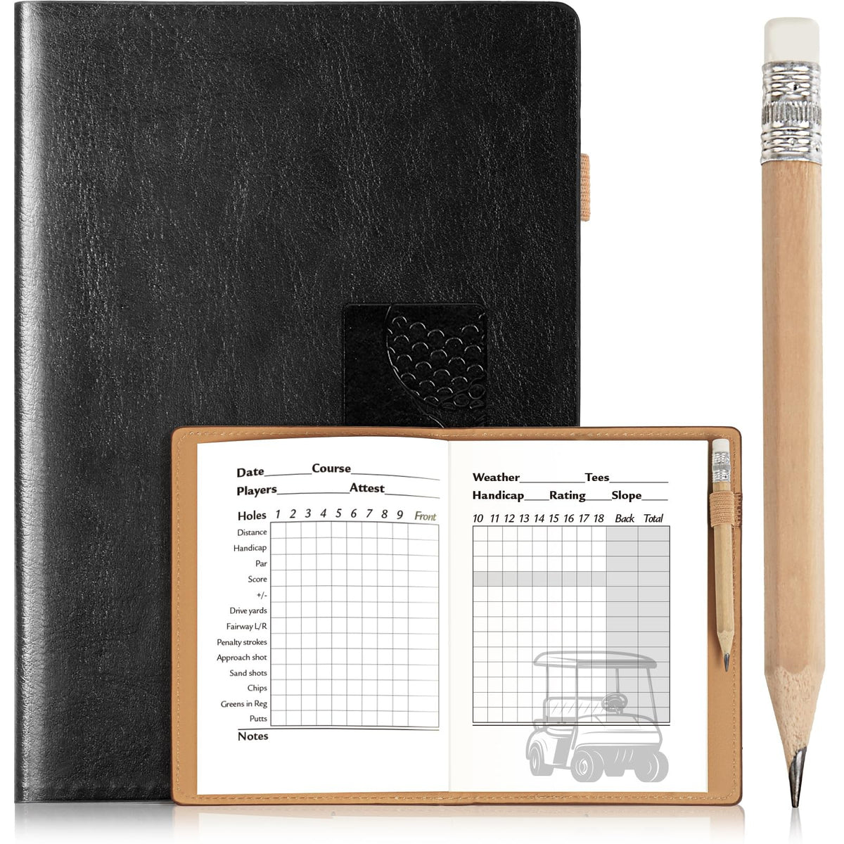 Golf Scorecard Book Set with Ball Bag - Compact & Durable Golf Accessories for Dad
