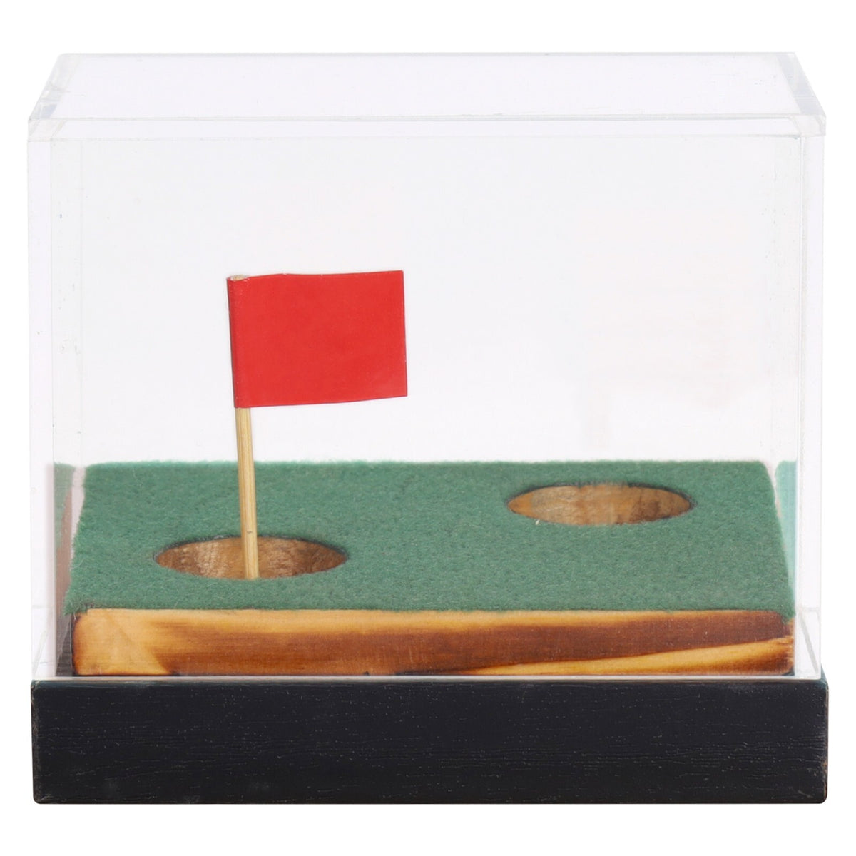Golf Ball Display Case with Wooden Stand - Clear Acrylic Souvenir Holder