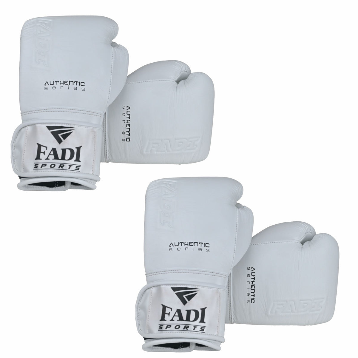 16oz Boxing Gloves 2 Pairs - White Leather MMA Sparring Gear