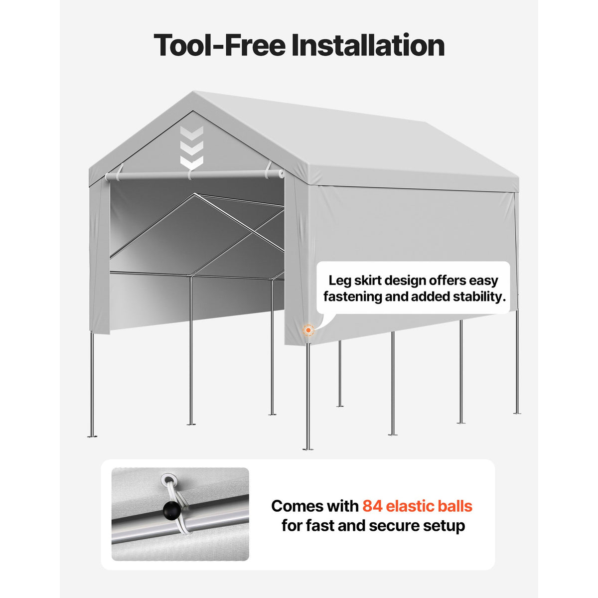 12x20 ft Carport Replacement Canopy Cover with Sidewalls - Durable Outdoor Shelter