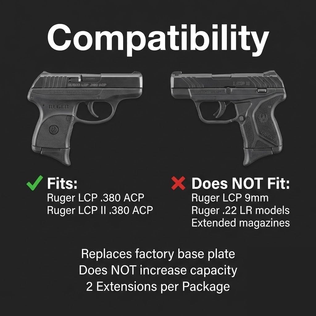 Ruger LCP .380 Grip Extension 2-Pack for LCP and LCP II - Finger Tip