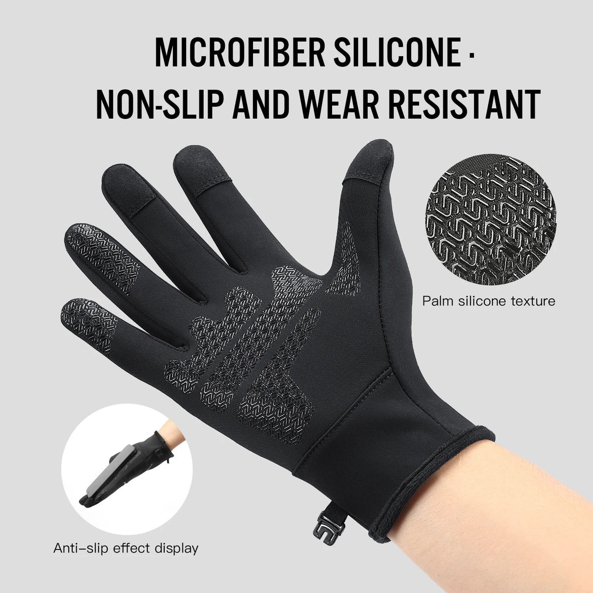 Winter Thermal Touchscreen Gloves with Non-Slip Grip for Running & Driving