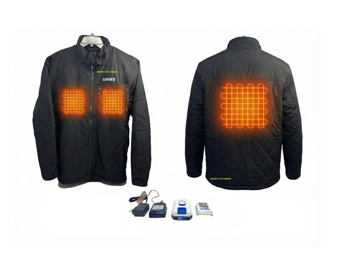 Heated Black Jacket with 20V Battery Kit for Outdoor Activities XL