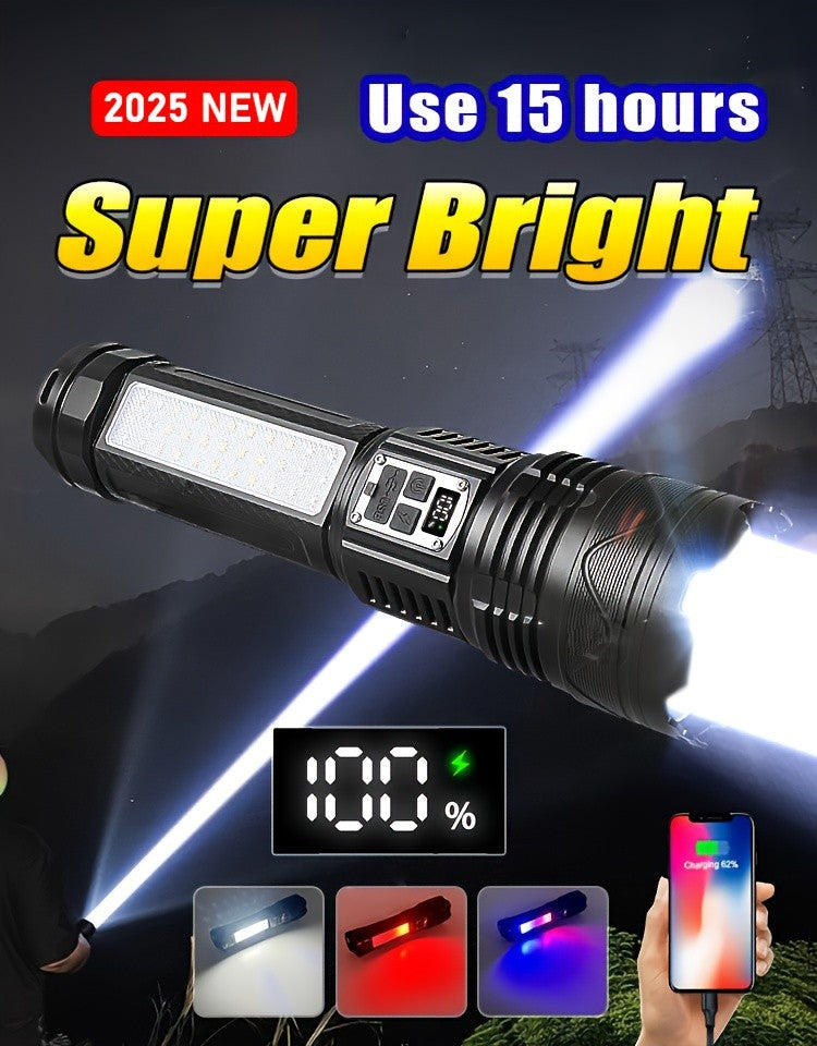 Super Bright Rechargeable LED Searchlight with Long Range Torch - Waterproof & Portable