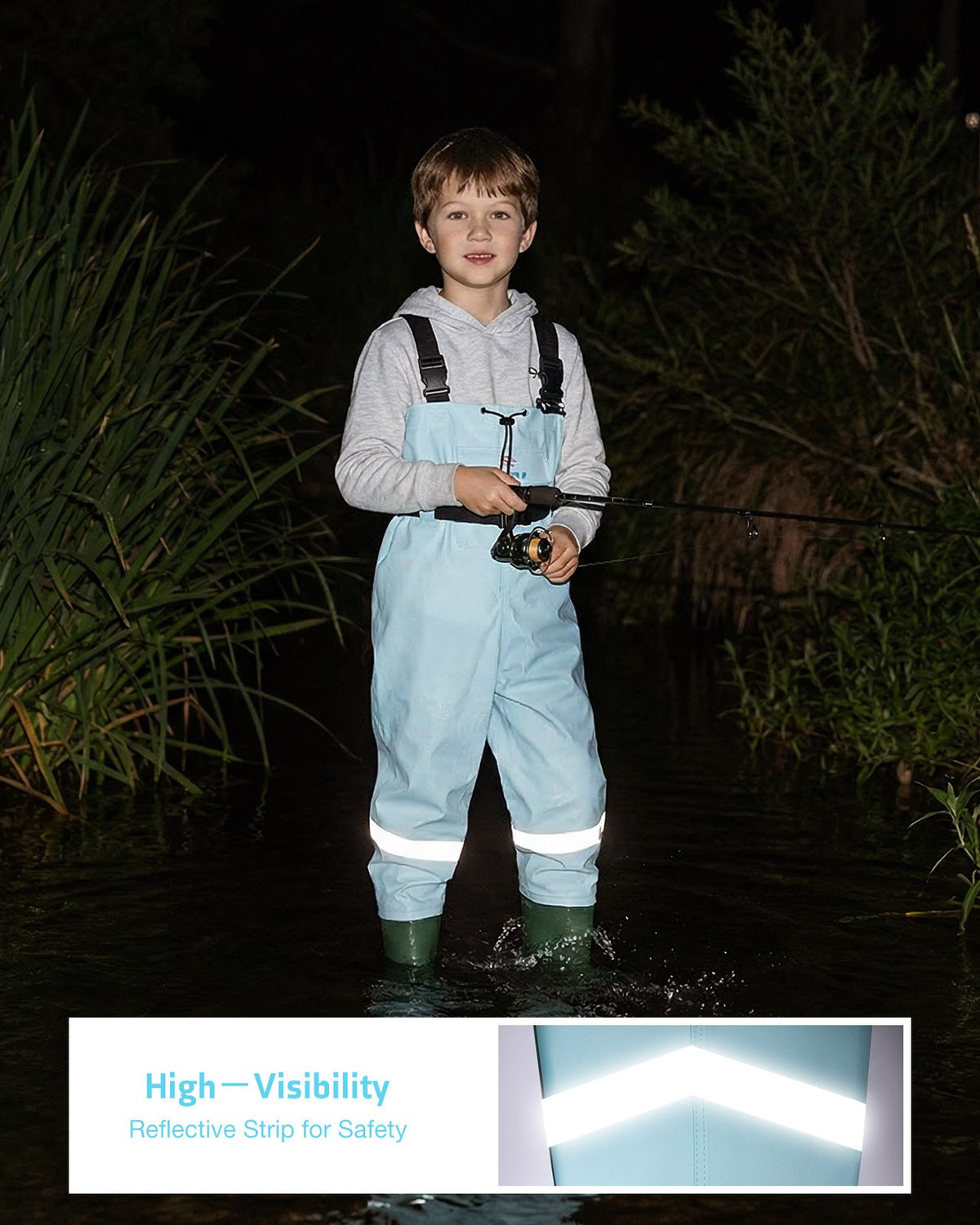 Kids Waterproof Chest Waders for Hunting & Fishing - Nylon 2-Ply PVC