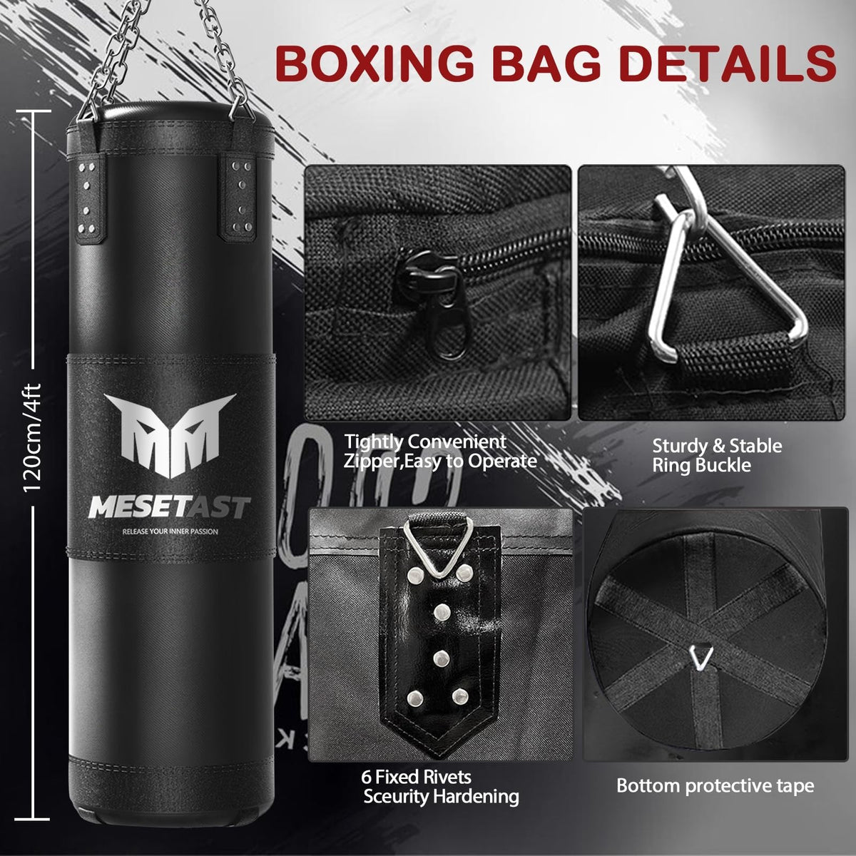Heavy Punching Bag Set with 12 OZ Gloves for Boxing MMA Karate Training