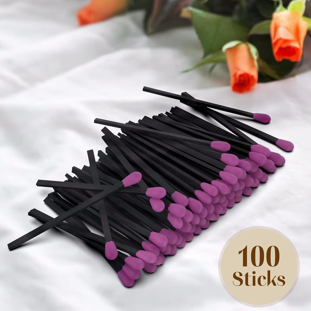 Safety Matchsticks Refill Pack - 4 Inch Black Stick Pink Tips 100 pcs