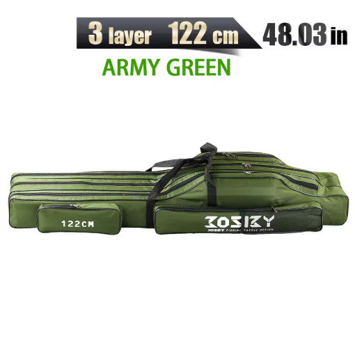 Foldable Fishing Rod Storage Bag Case 122/152/182cm with Multiple Compartments