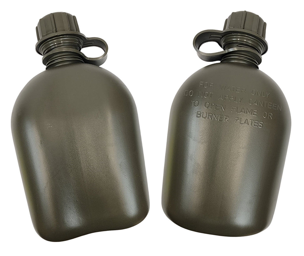 Military Issue 1 Quart Canteen Set Olive Drab Plastic Field Gear