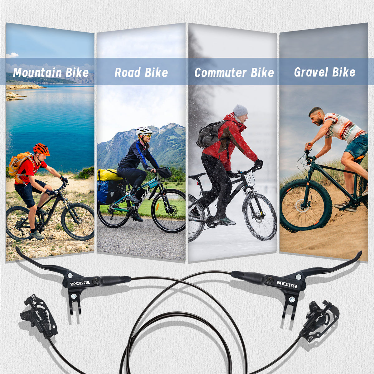 Hydraulic Disc Brake Set for Mountain and Road Bikes - Dual Piston, Universal Mount