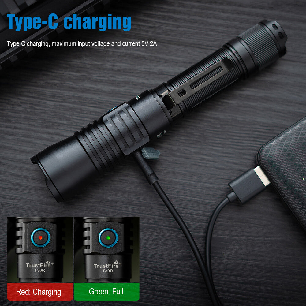 High-Brightness Tactical Laser Flashlight 1100m Range USB-C Rechargeable