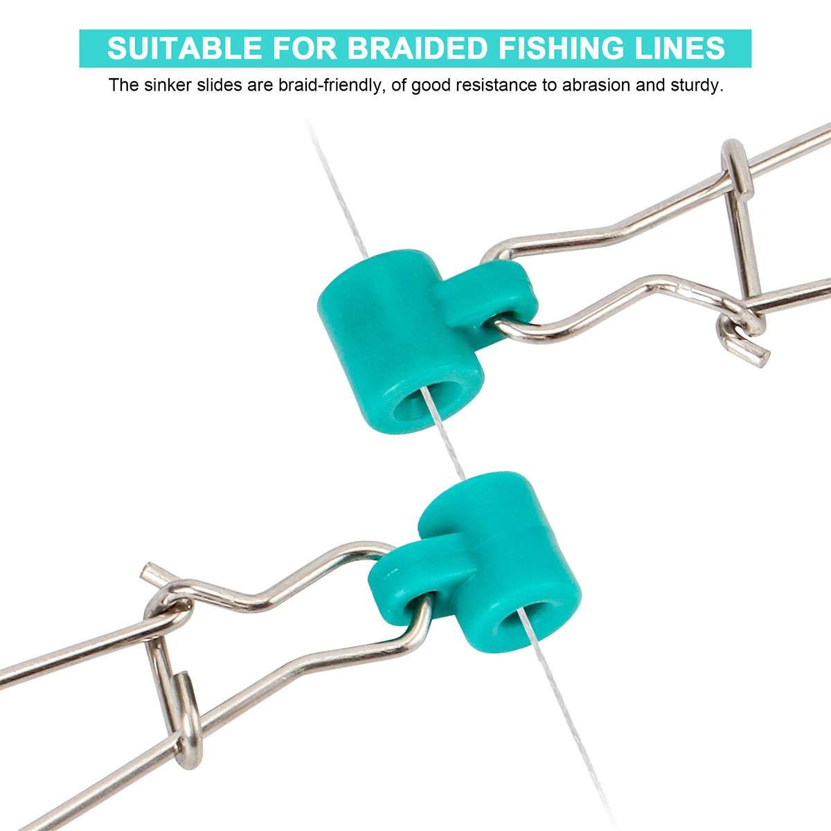 50Pcs Fishing Sinker Slides Kit for Braid Lines - Heavy Duty, Easy Rigging