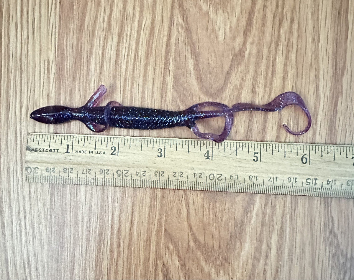 6-Inch Purple Glitter Soft Plastic Fishing Lizard Bait - Outdoors Tackle