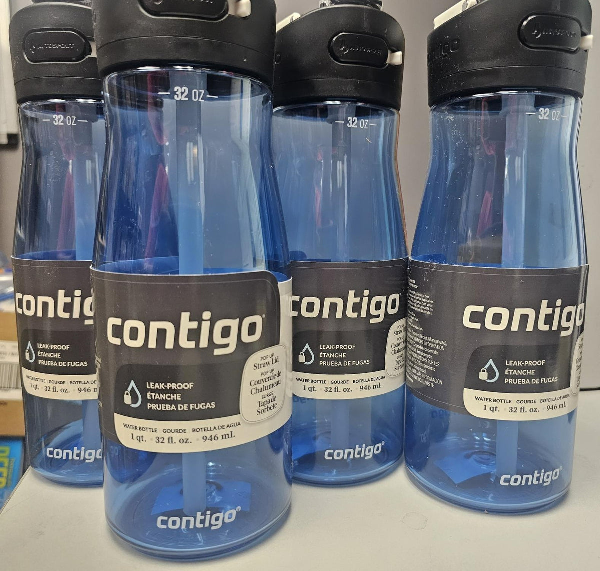 Set of 4 32 oz Tritan Water Bottles with Auto Spout Lid - Ashland 2.0