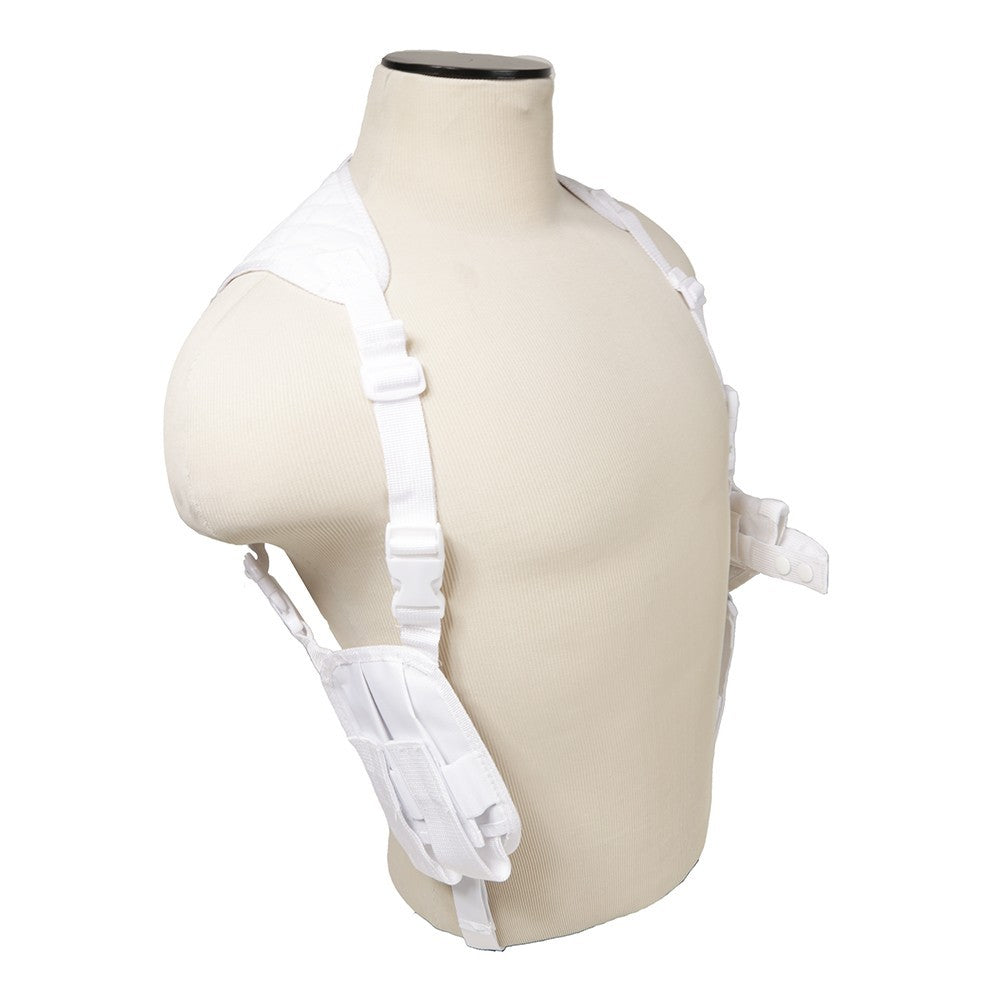 Ambidextrous Tactical Pistol Shoulder Holster with Magazine Pouches - White
