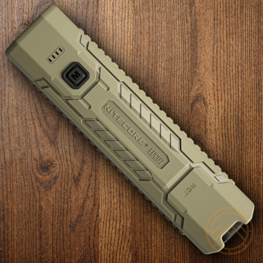 Rechargeable LED Flashlight with SOS Strobe Water & Impact Resistant Tan
