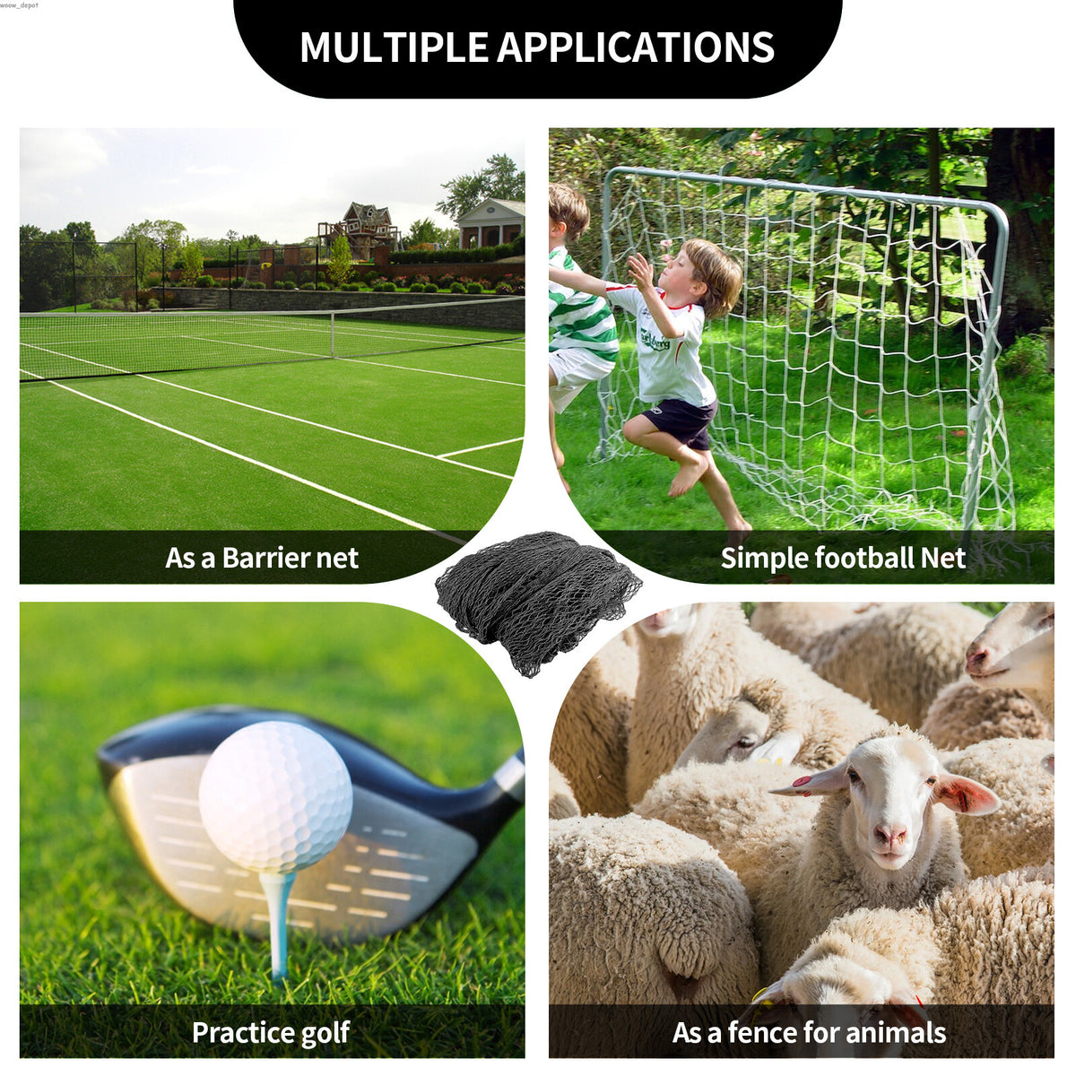 Golf Practice Barrier Net 10x10ft or 15ft High Impact Sports Netting