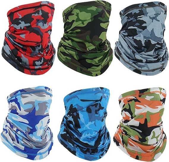Sun UV Protection Face Masks 6 Pack - Breathable Neck Gaiter & Cover