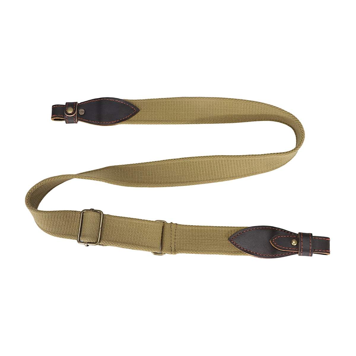 Adjustable Hunting Rifle Sling Webbing Strap with Leather Ends - Universal Fit