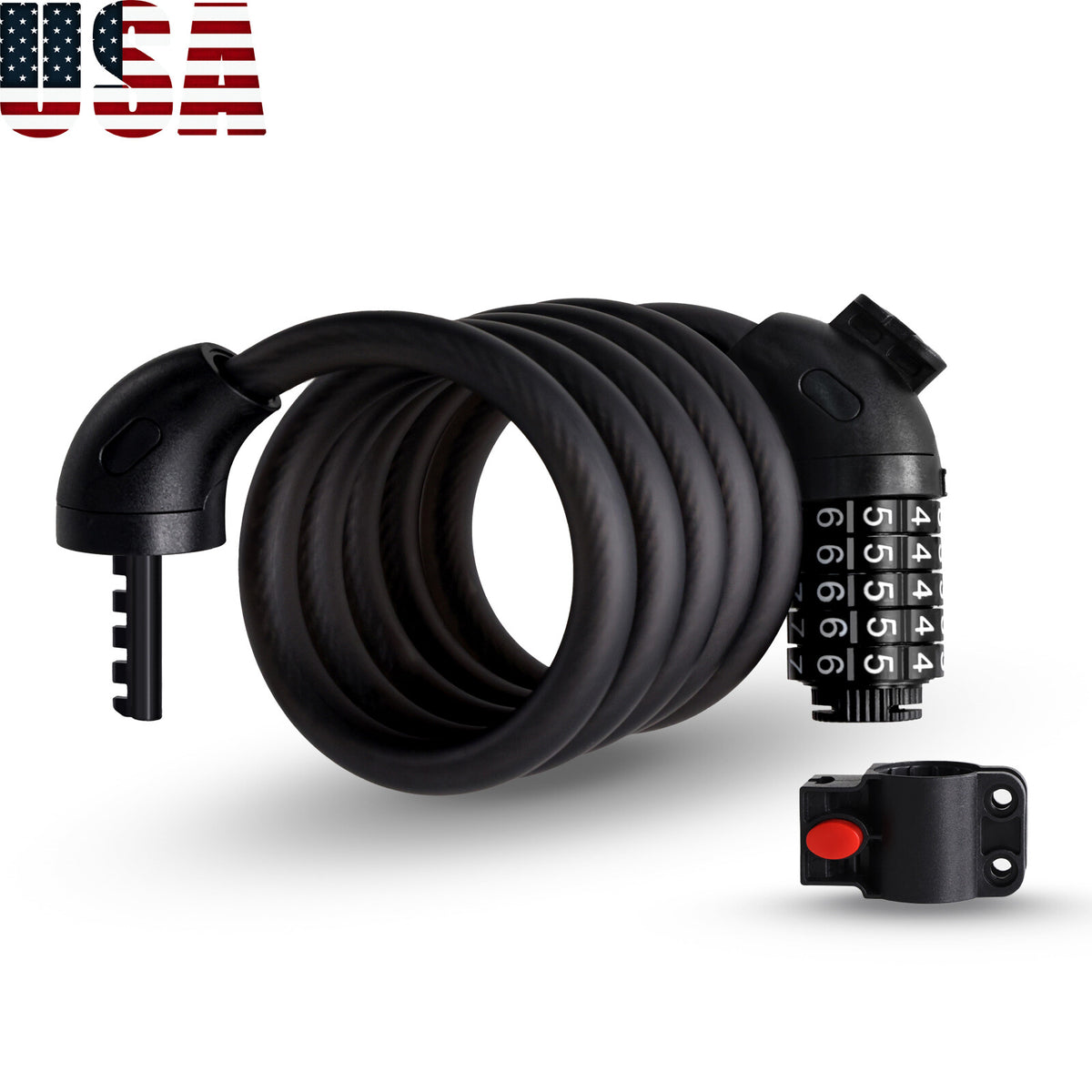 Heavy Duty Bicycle Lock with 5-Digit Combination - Waterproof Bike Cable Lock