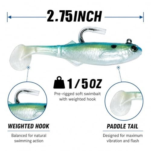 Pre-Rigged 3.5-Inch Paddle Tail Swimbait for Bass Fishing - Effective Lure