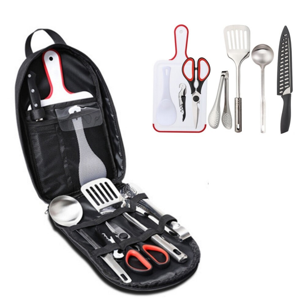 Camping Cookware Set with Utensils - Portable Outdoor Kitchen Kit